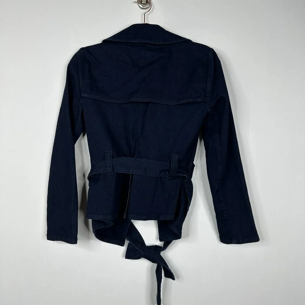 NWT White House Black Market Denim Jacket w Tie Waist Avery Rinse 6